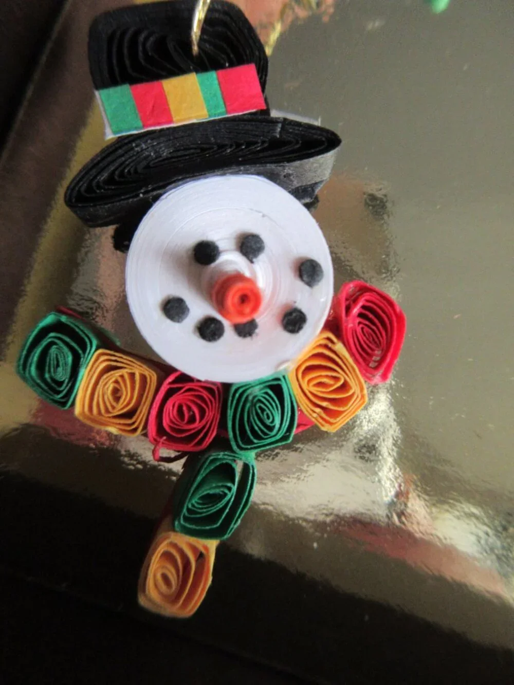 5 Paper Quilled Mini Christmas Ornaments Set in Gift Box Santa, Elf, Snowman